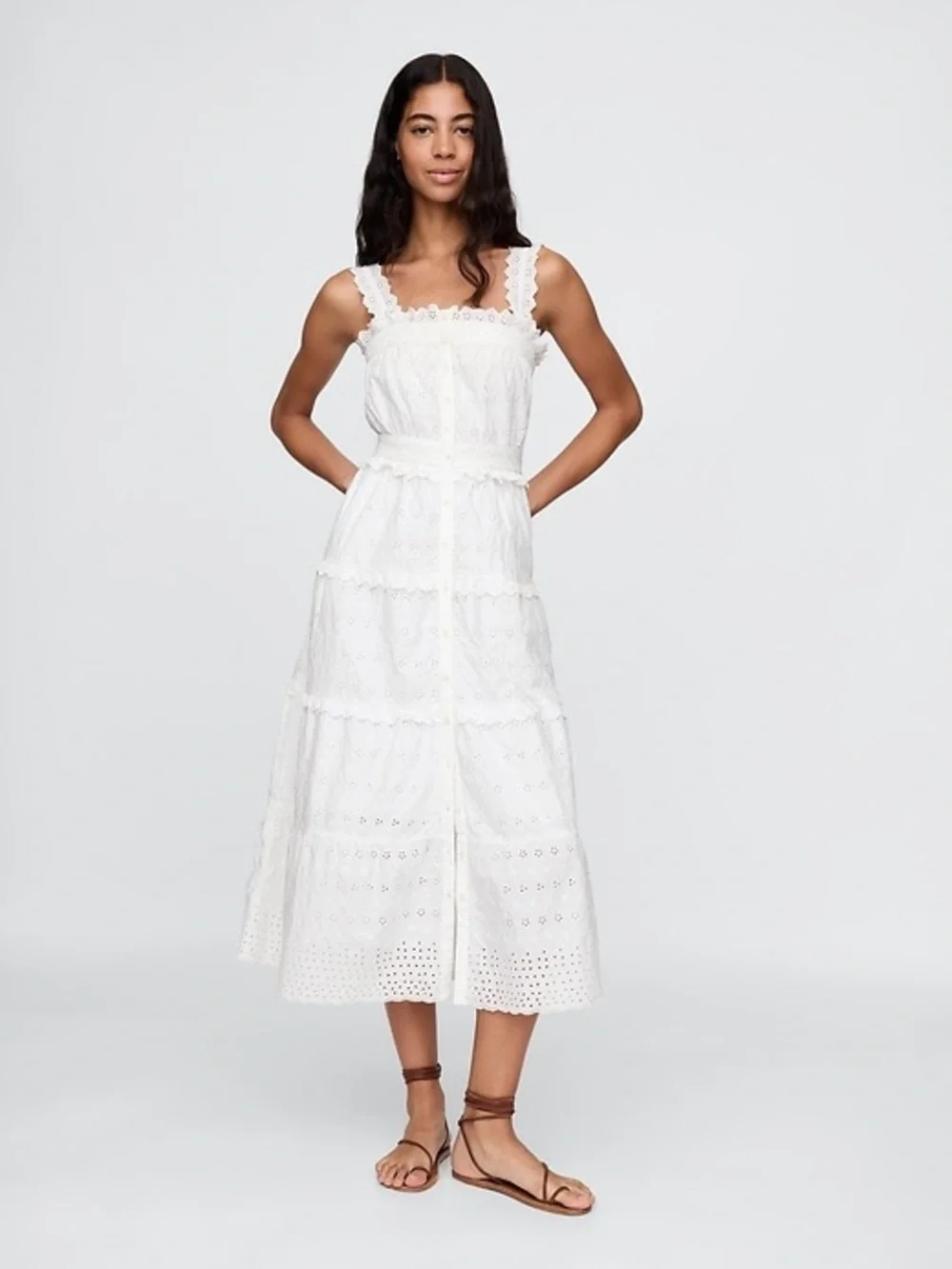 NWT DÔEN Eyelet Midi Dress XXS - Picture 2 of 8